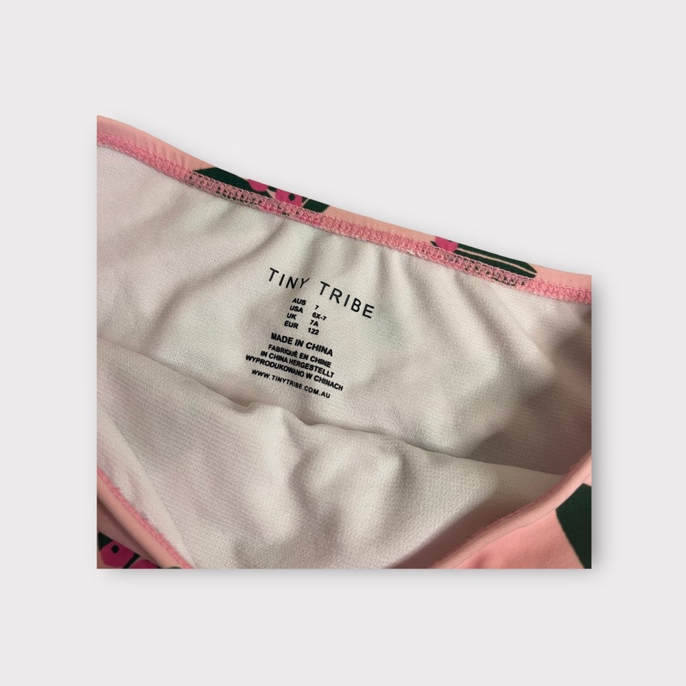 Tiny Tribe Berry Leaf Pattern Pink Ruffle Swim Bottom - Picture 2 of 4